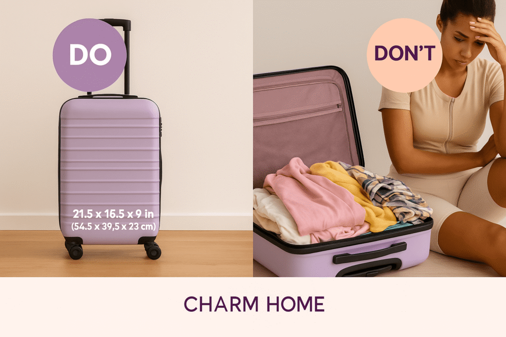 Las dimensiones estándar para una maleta de mano (carry-on) son de 22 x 14 x 9 pulgadas (56 x 36 x 23 cm). Esta medida incluye las asas y ruedas de la maleta. charm home casa de recuperacion en miami